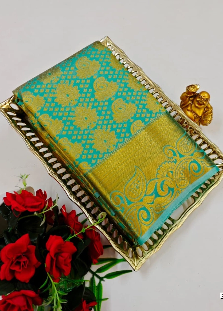Bridal silk gold silvar and copper zari weave and wedding art silk sarees - rexona